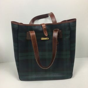 Ralph Lauren | Vintage Plaid Tote Bag | Leather